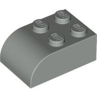 Lego kostka (kostička) 3x2 zakulacená nahoře, světle šedá (4112589, 4143584)
